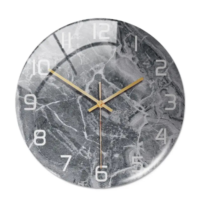 Wall Clock Round Marble Three-Dimensional Clock