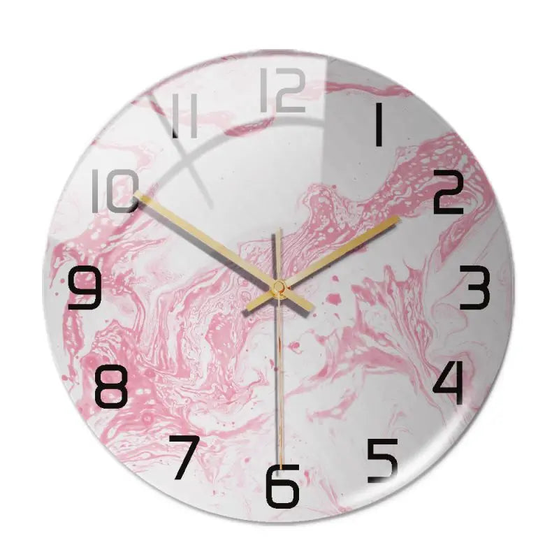 Wall Clock Round Marble Three-Dimensional Clock