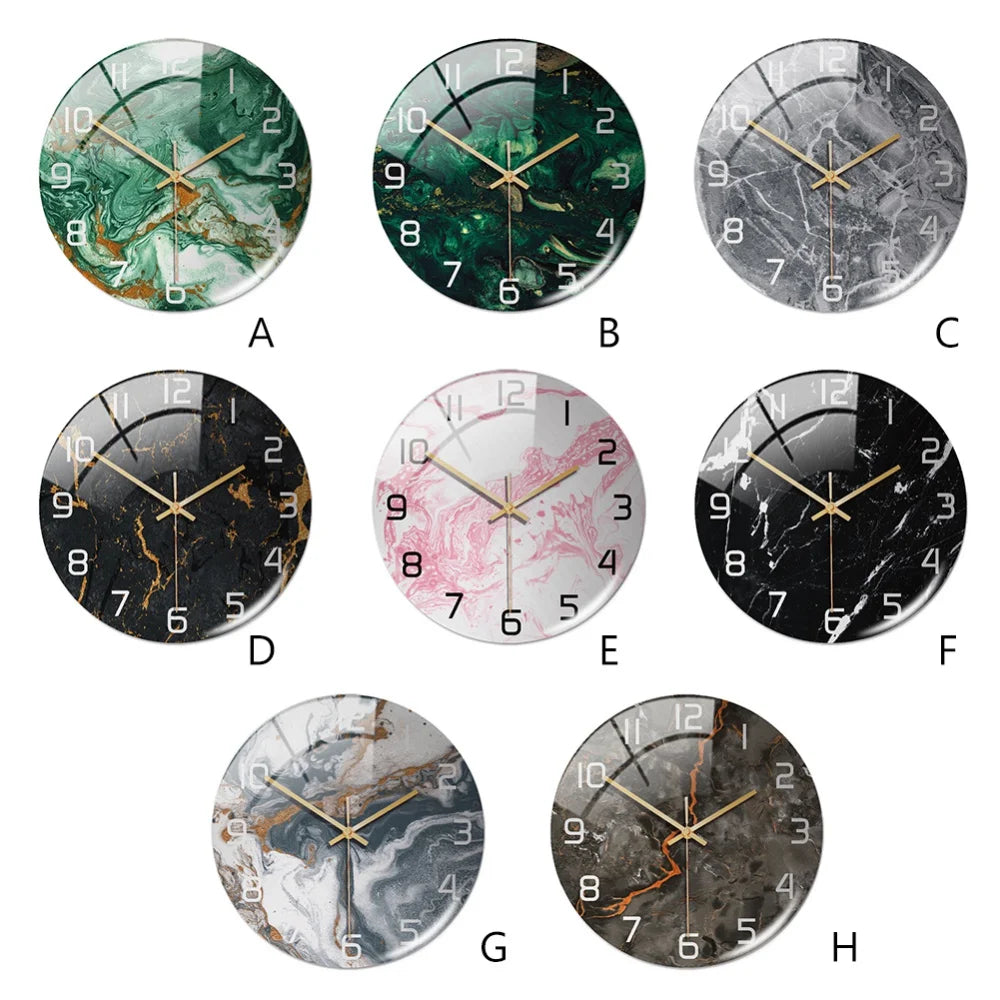 Wall Clock Round Marble Three-Dimensional Clock