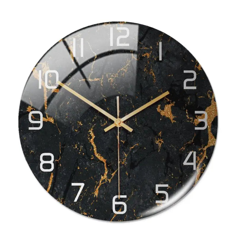 Wall Clock Round Marble Three-Dimensional Clock