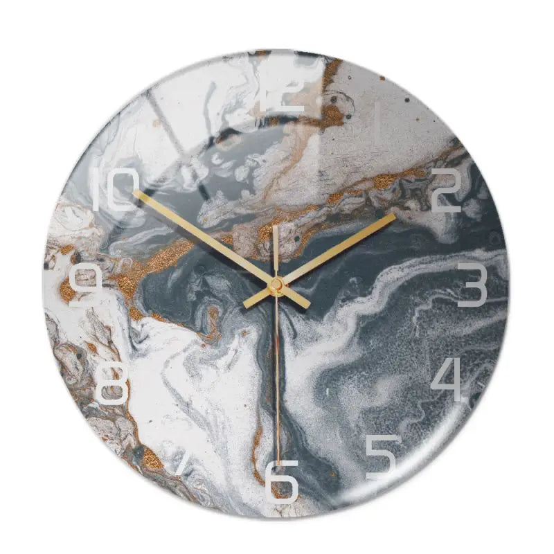 Wall Clock Round Marble Three-Dimensional Clock