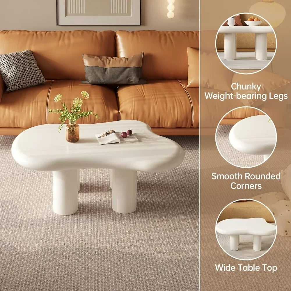 White Modern End Table, With 4 Legs