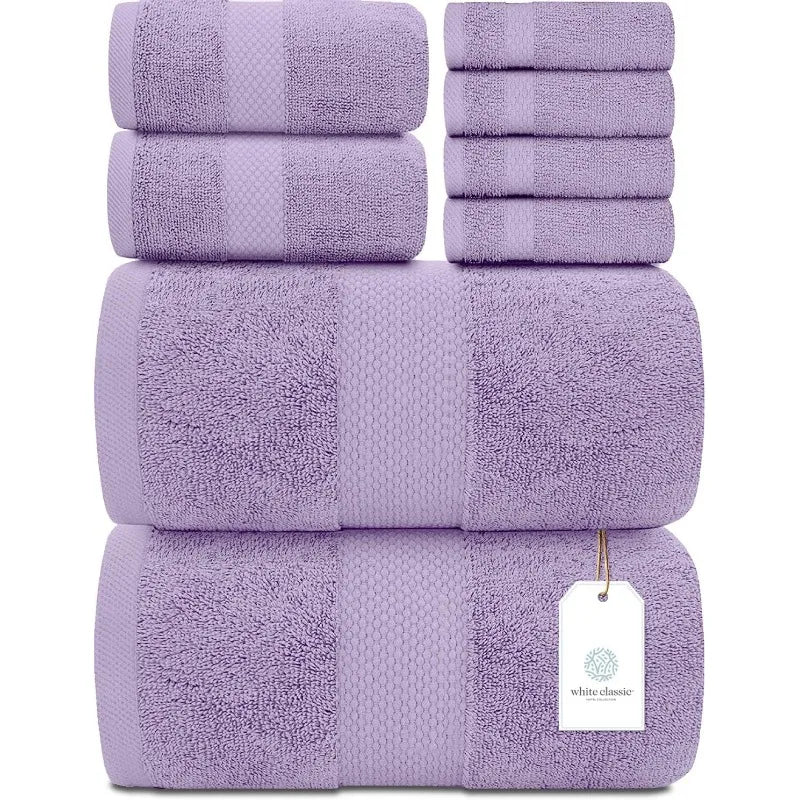 Luxury White Bath Towel Set of 8 Pieces