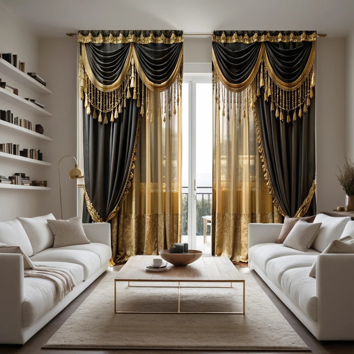 2 pieces curtain printing simulation valance