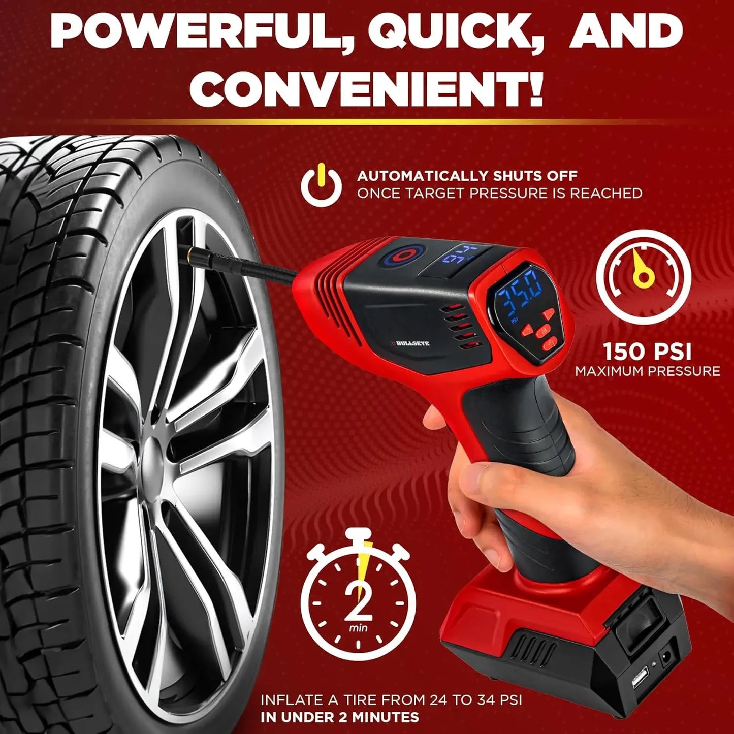 Tire Inflator with Pressure Gauge,