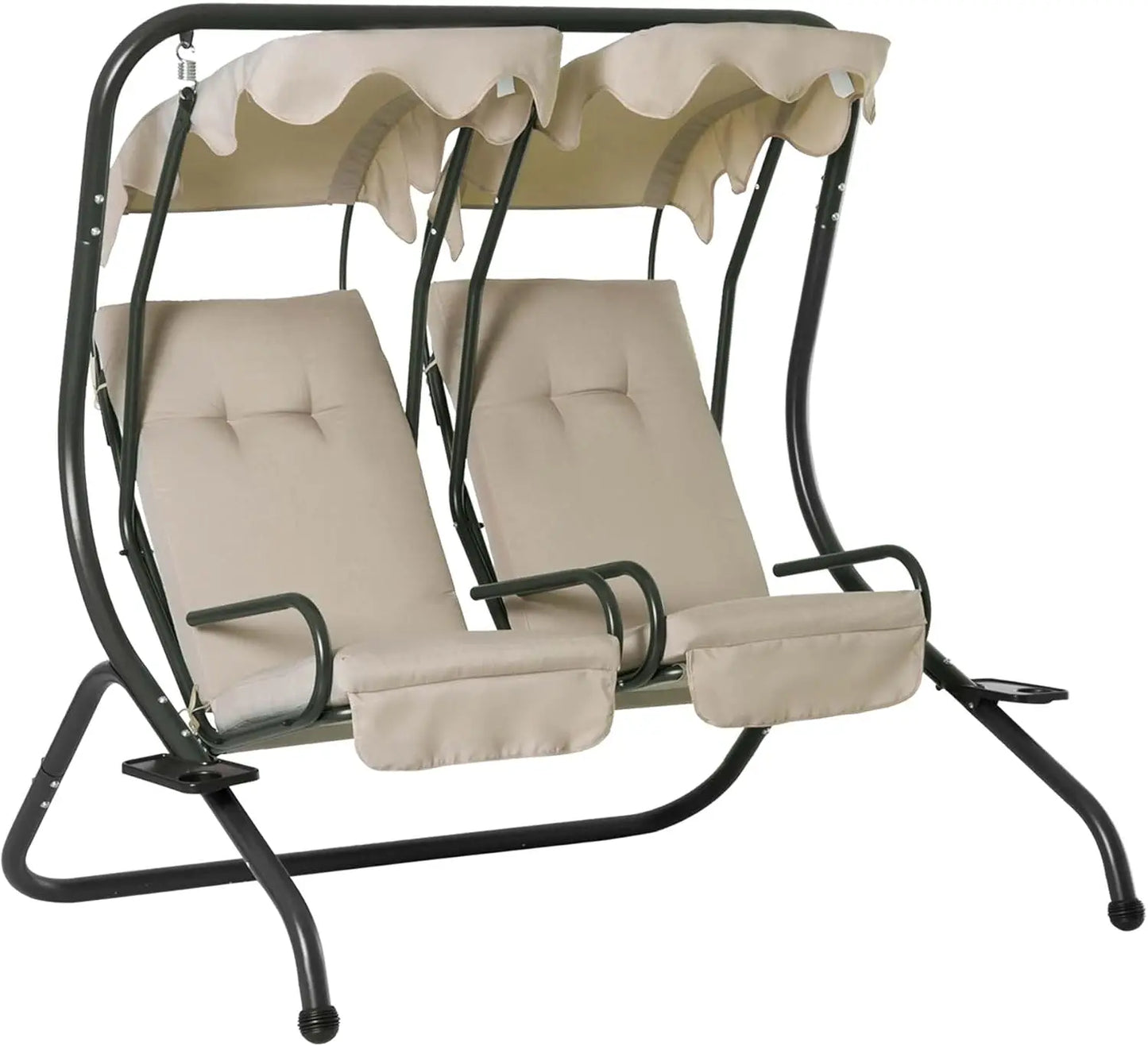 Outsunny Patio Swing Chair with 2 Separate Seats,