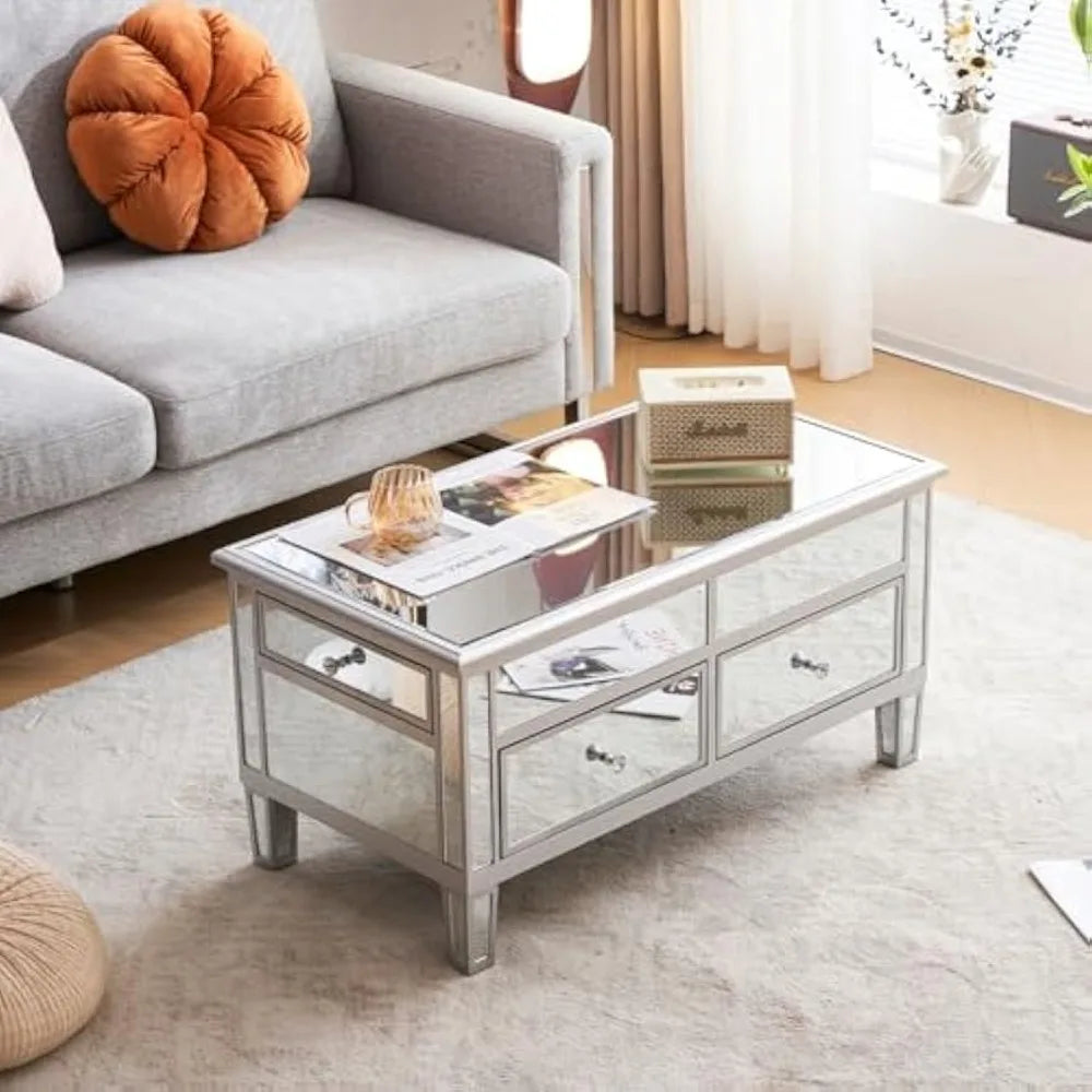 Coffee Table, Mirrored Lift Top Coffee Table,