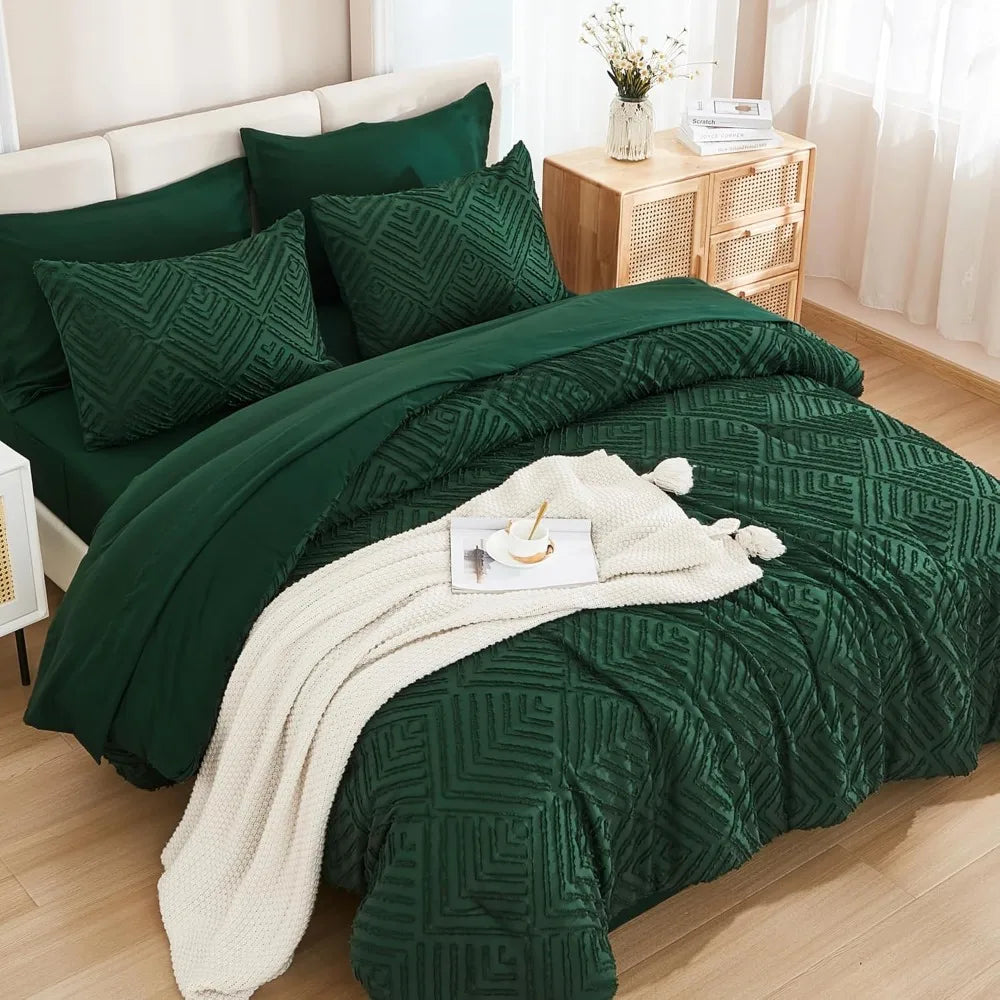 Comforter Set 7 Piece Dark Emerald Green -