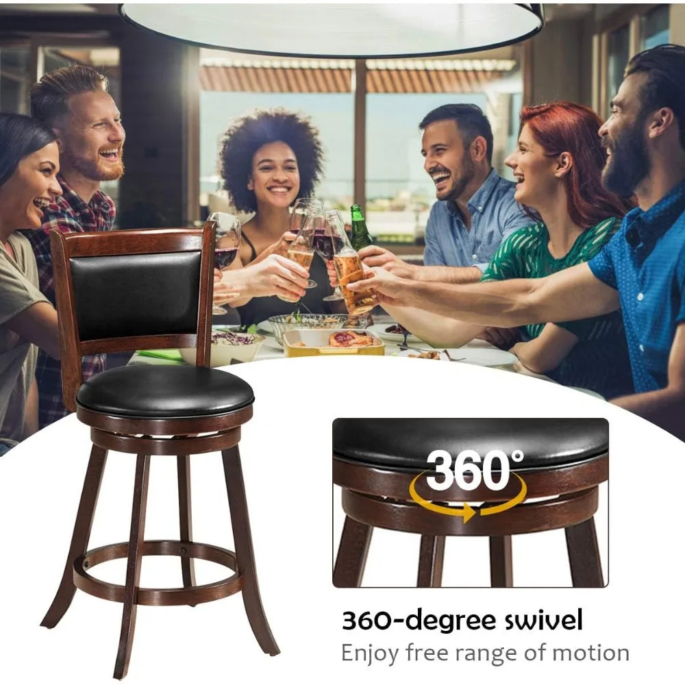 Bar Stools Set of 2, 360 Degree Swivel,