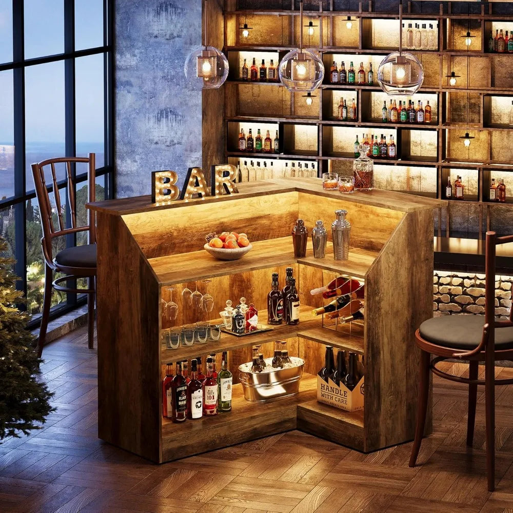 Bar Cabinet, L-Shaped Home Bars Table