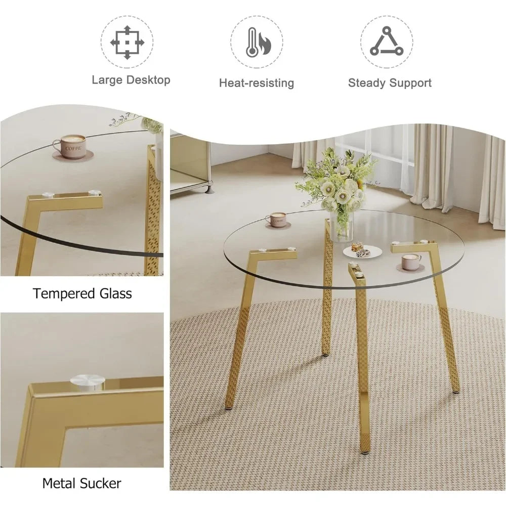42”Round Dining Table Set for 4,