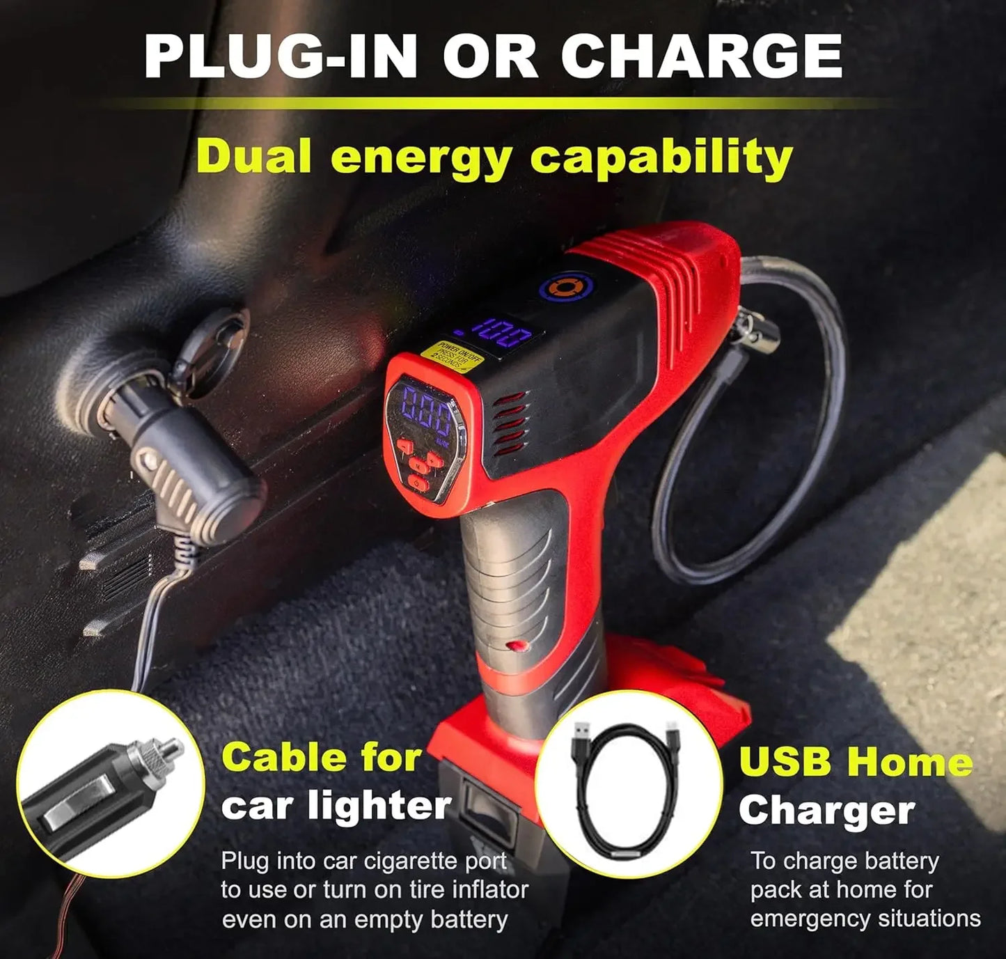 Tire Inflator with Pressure Gauge,