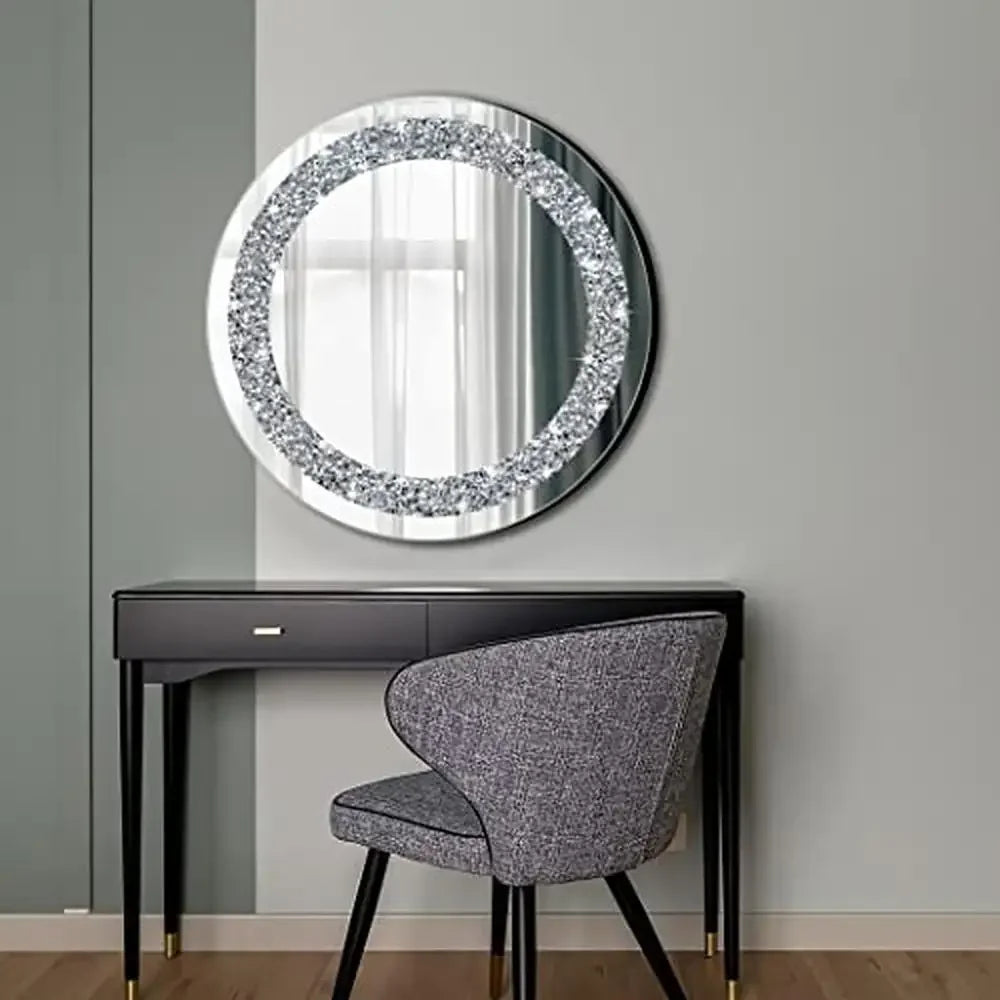 Crystal Diamond Round Wall Mirror