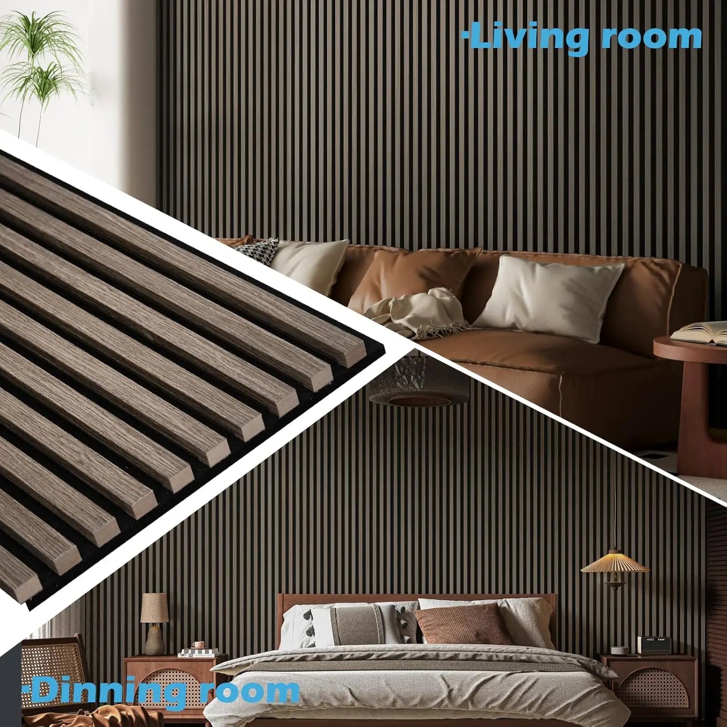 3D Soundproof Wall Panels Teak 2-Pack 108" x 12"