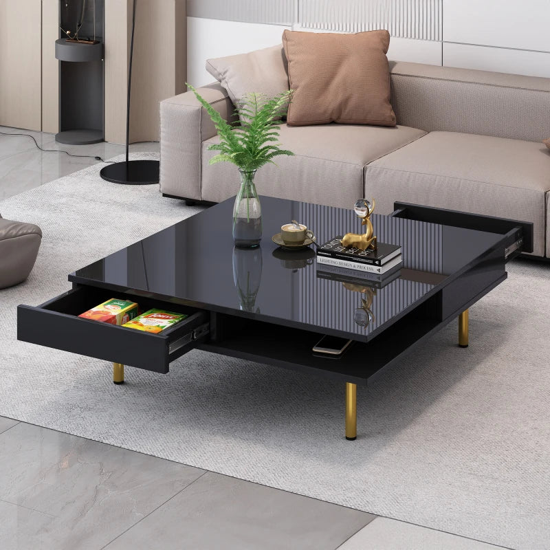 Gloss Coffee Table with 4 Golden Legs