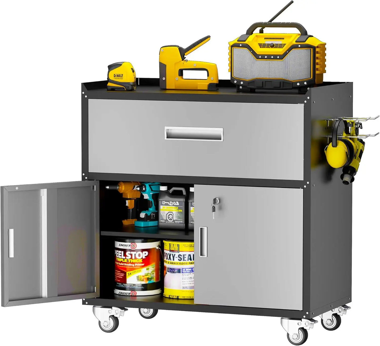 Metal Storage Cabinet with Wheels,
