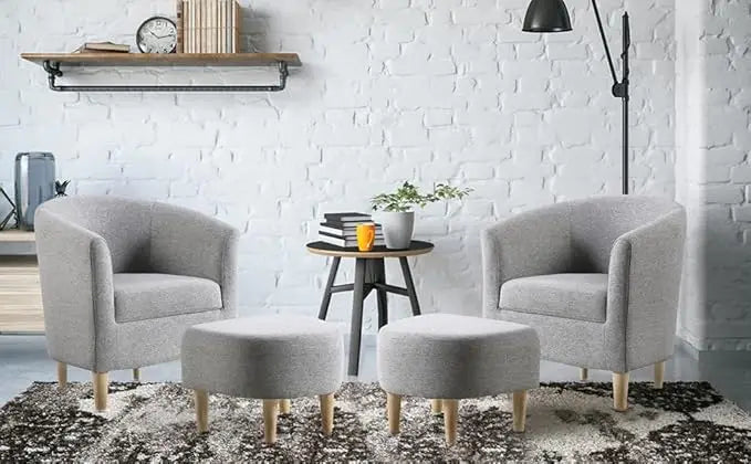 Accent Chairs Set of 2, Barrel Chair
