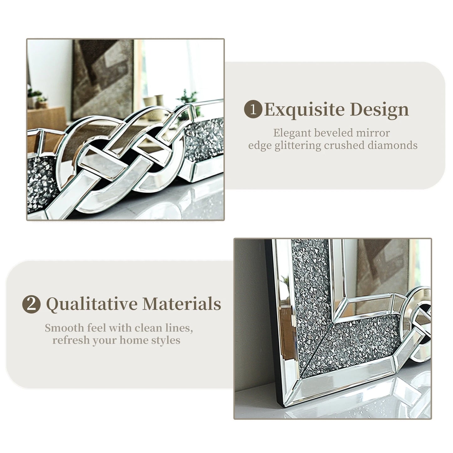 Diamond Wall Mirror Rectangular Glass Silver