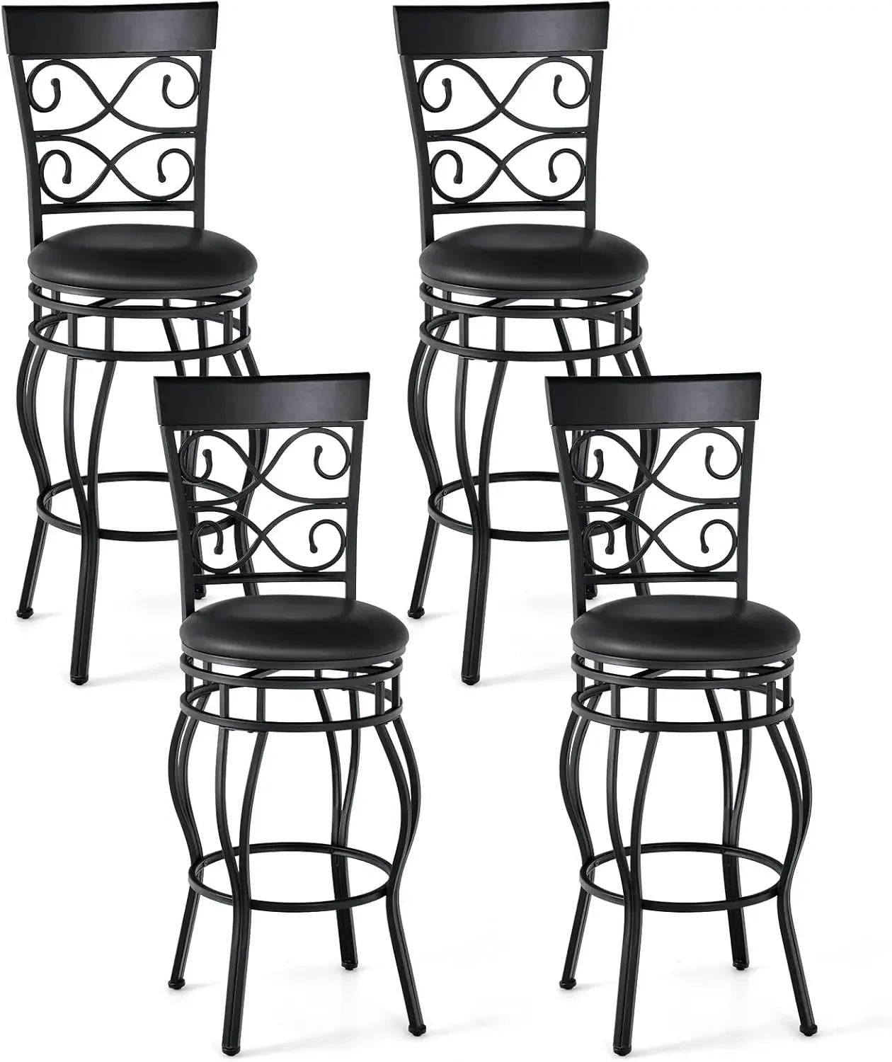 Bar Stools Set of 4, 360 Degree Swivel,