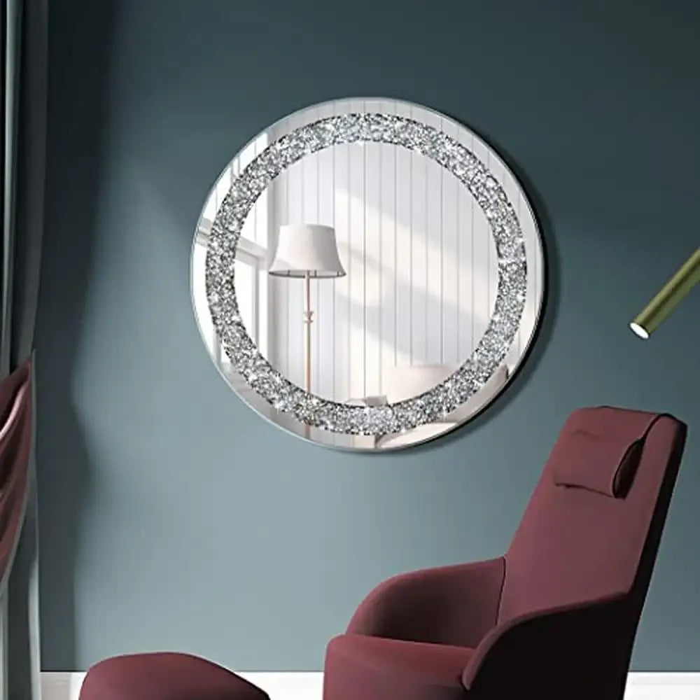 Crystal Diamond Round Wall Mirror