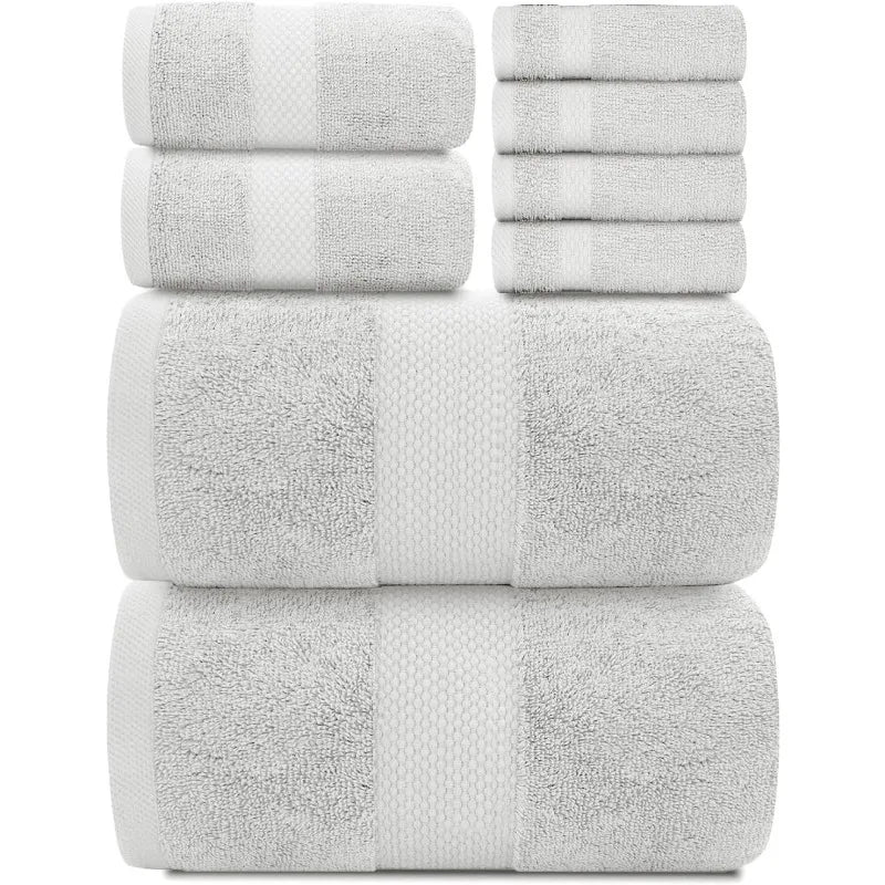 Luxury White Bath Towel Set of 8 Pieces
