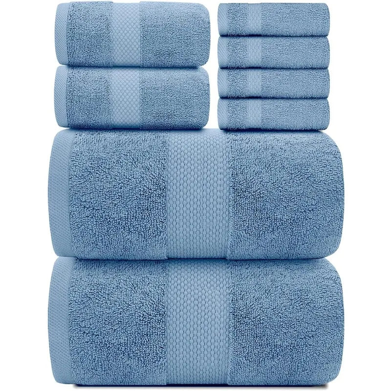 Luxury White Bath Towel Set of 8 Pieces