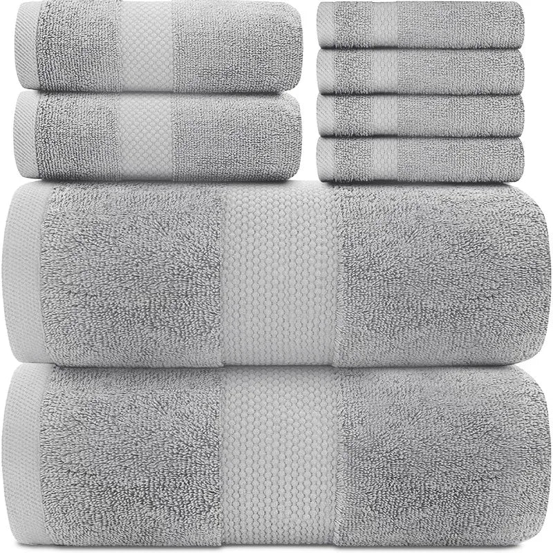 Luxury White Bath Towel Set of 8 Pieces