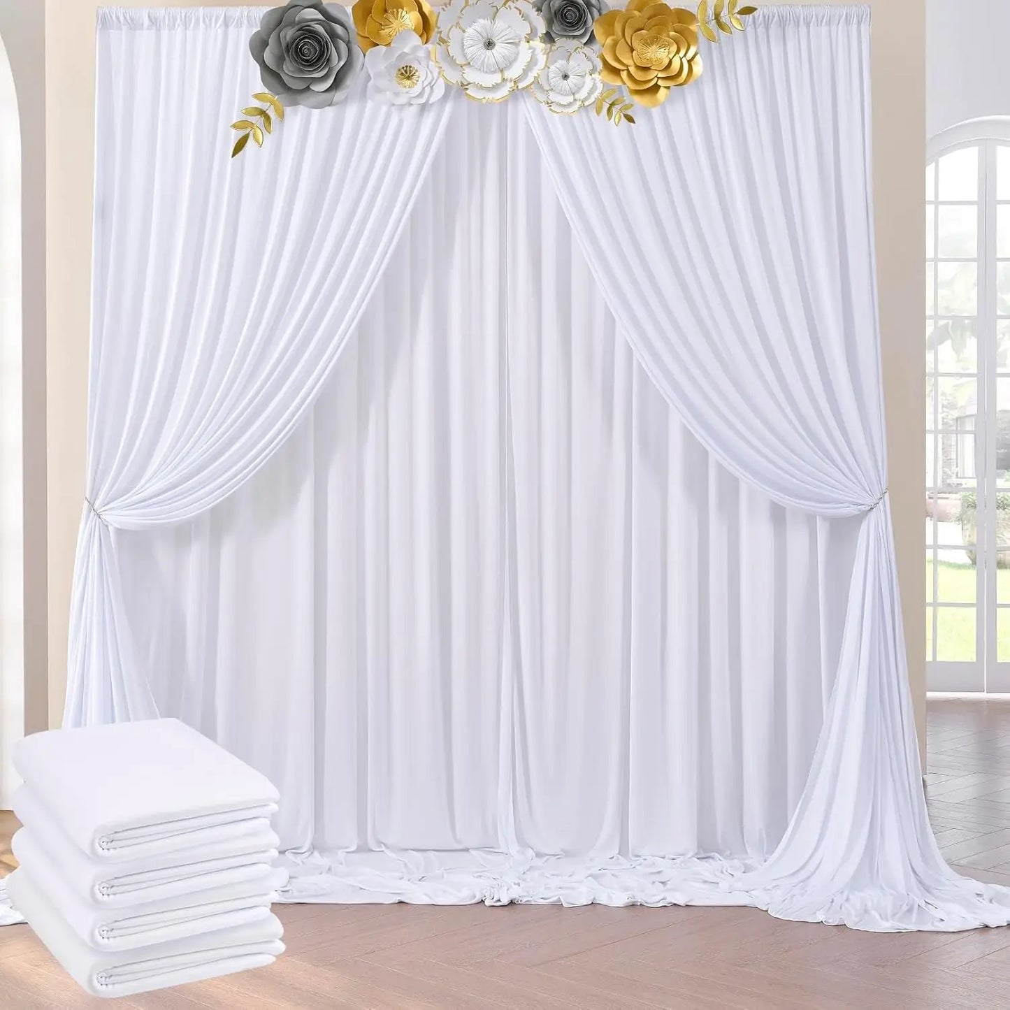 20x10 ft Wrinkle Free White Backdrop Curtains