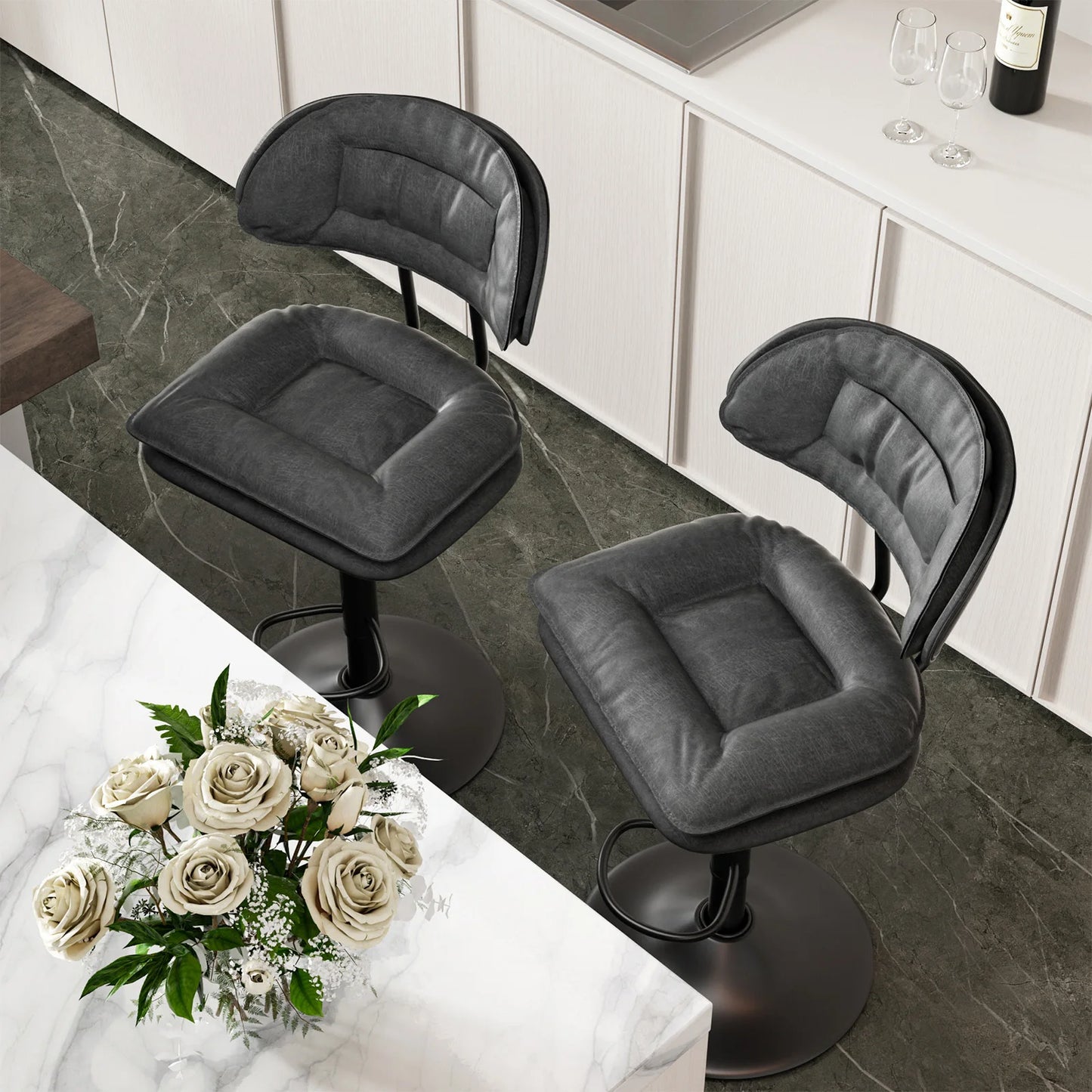 2Pcs Rotating Dining Chair Modern Bar Stools