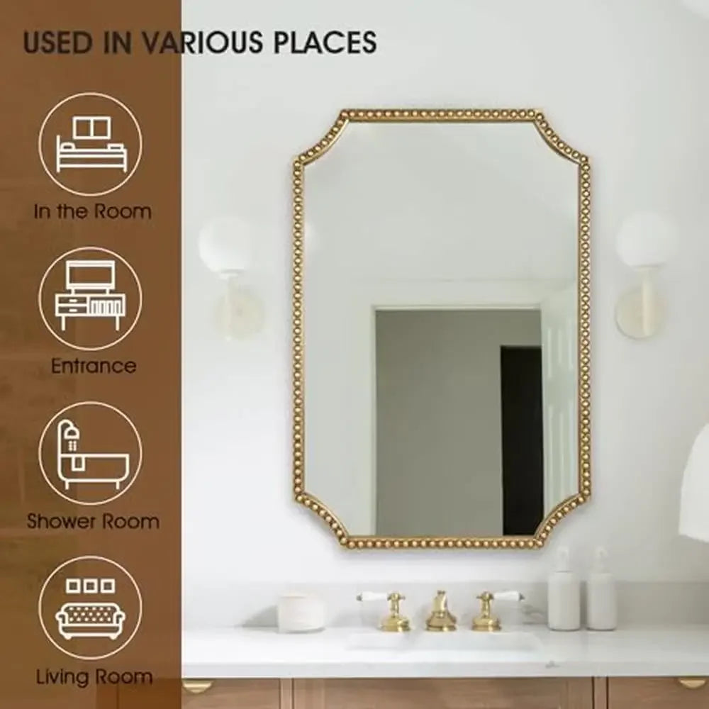 Rectangle Mirror Metal Frame Home Wall Decor