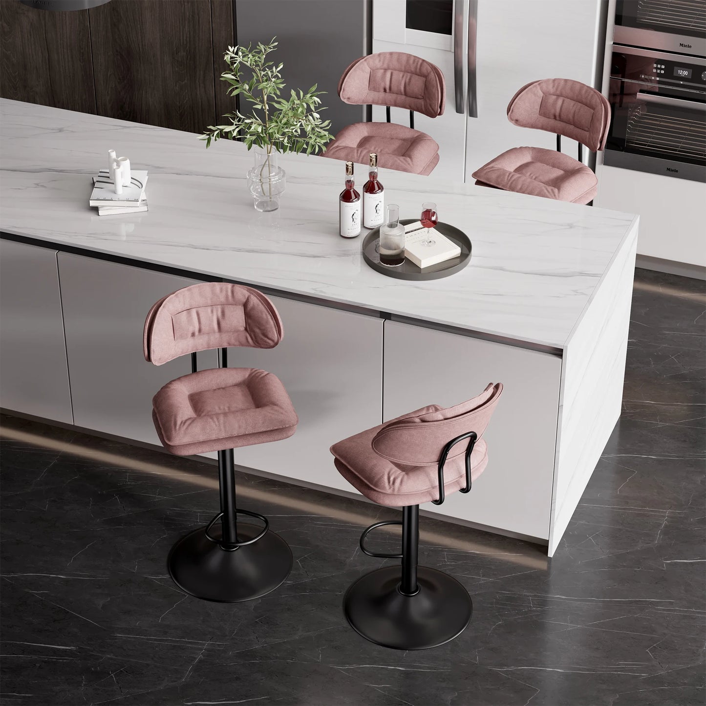 2Pcs Rotating Dining Chair Modern Bar Stools