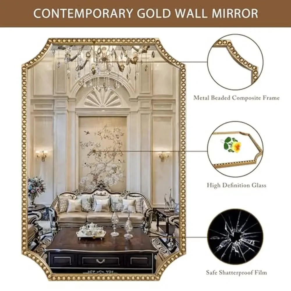 Rectangle Mirror Metal Frame Home Wall Decor