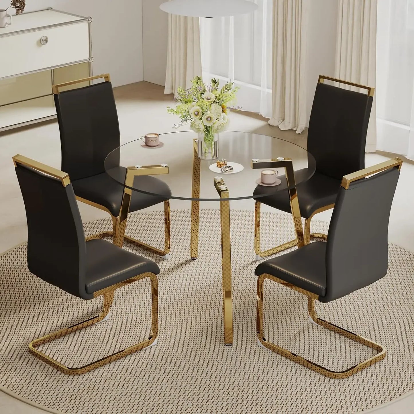 42”Round Dining Table Set for 4,