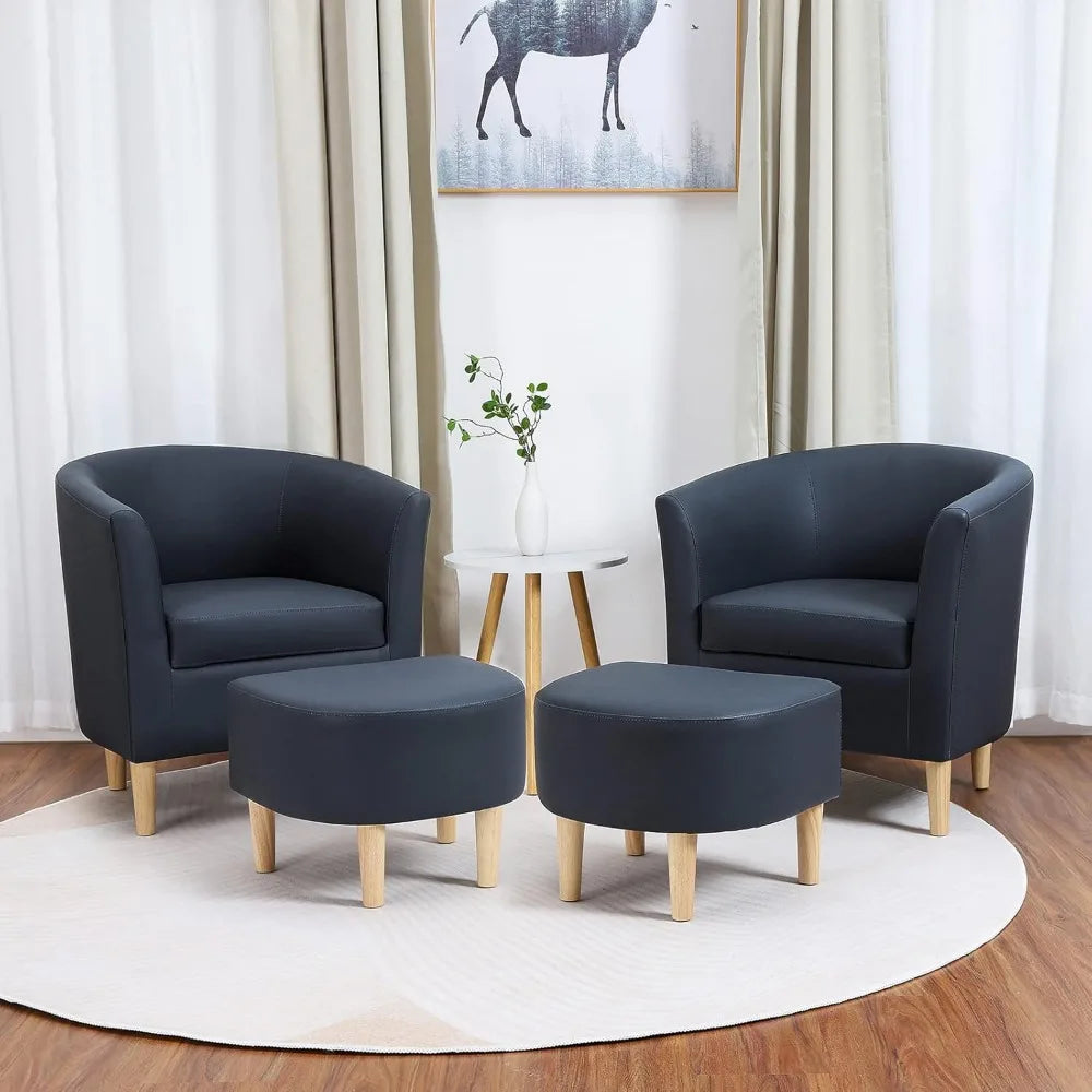 Accent Chairs Set of 2, Barrel Chair