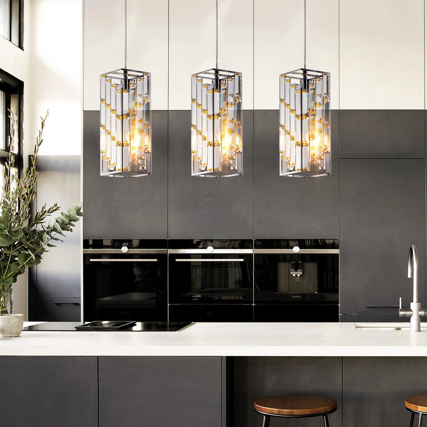 12 Inch Silver Crystal Chandelier Height Adjustable
