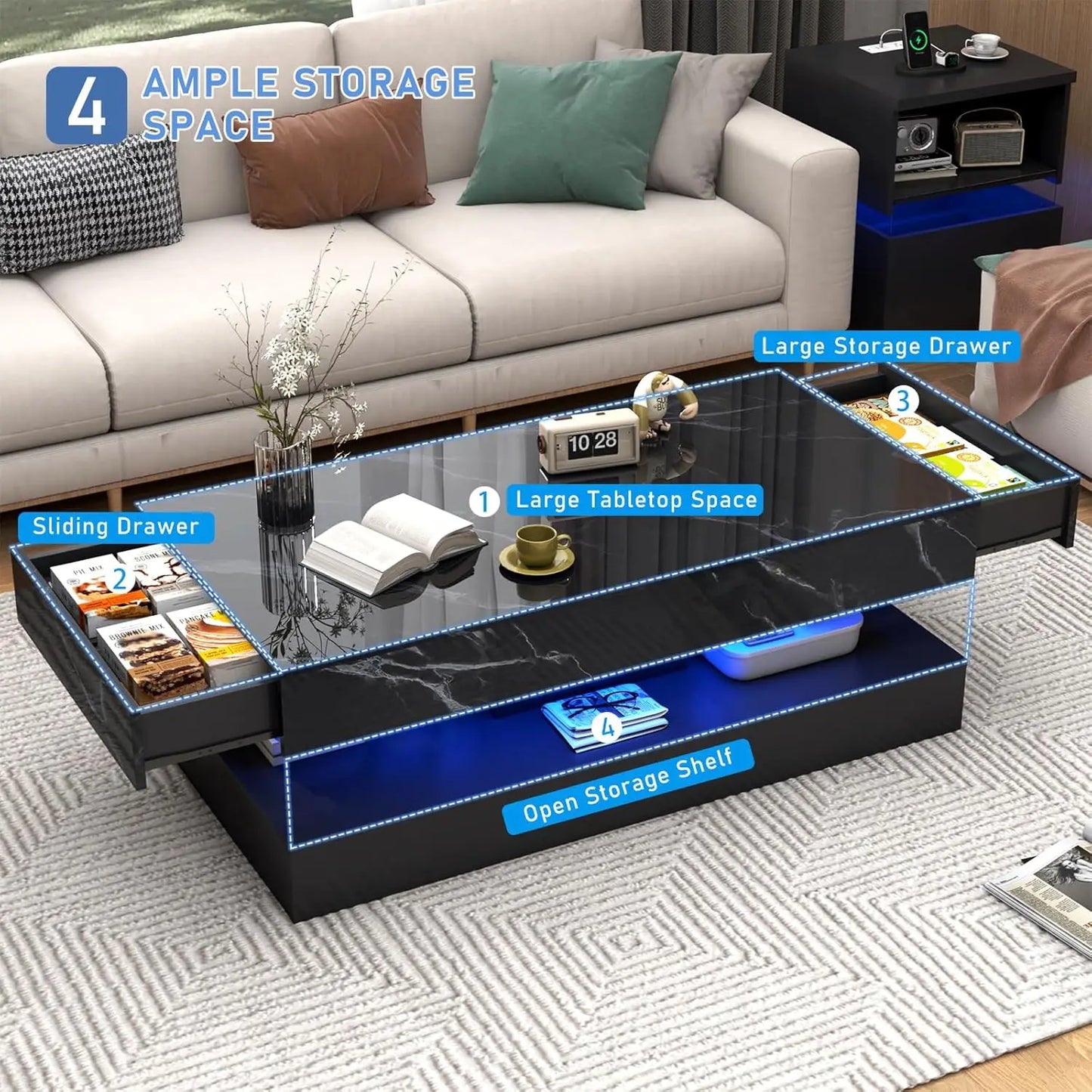 Coffee Table with Sliding Drawers,