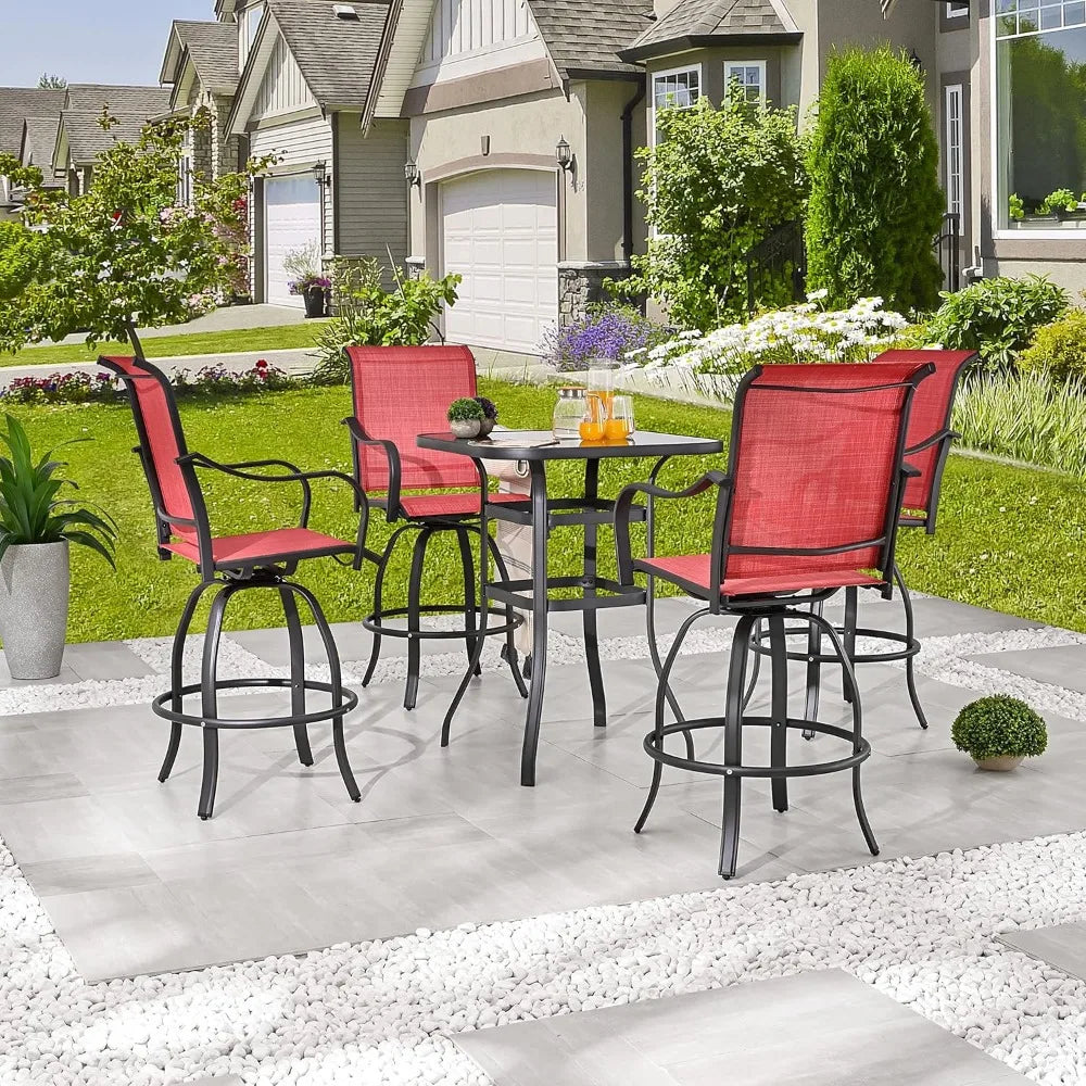 5 Piece Patio Dining Set Swivel Chairs
