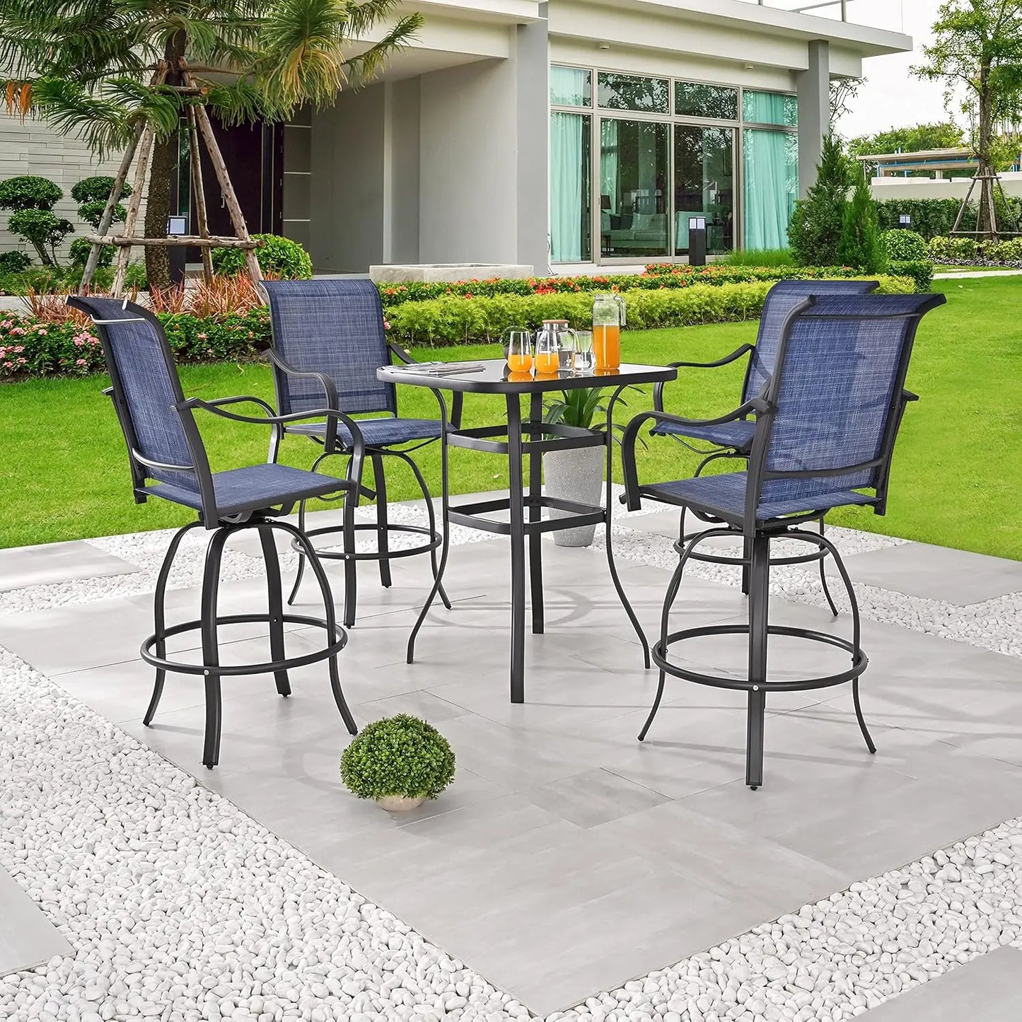 5 Piece Patio Dining Set Swivel Chairs