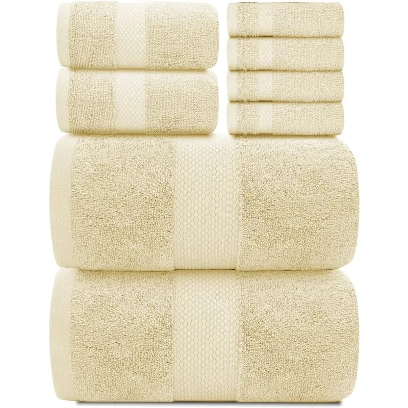 Luxury White Bath Towel Set of 8 Pieces