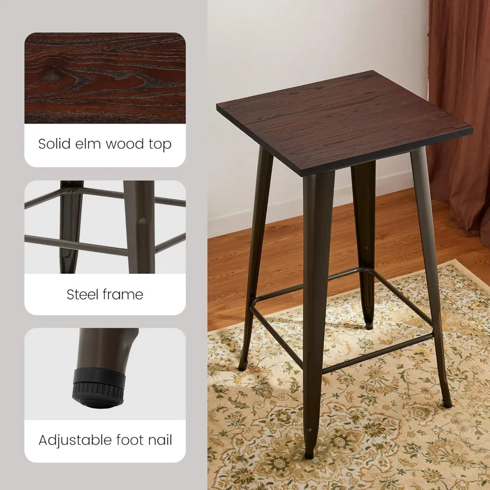 3 Piece Pub Table and Chair Set, Square