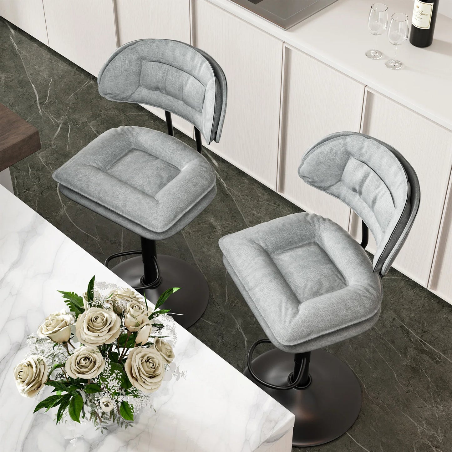 2Pcs Rotating Dining Chair Modern Bar Stools