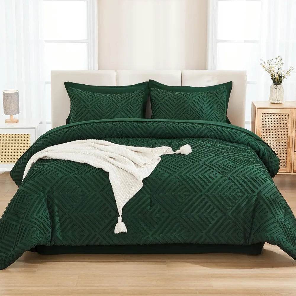 Comforter Set 7 Piece Dark Emerald Green -