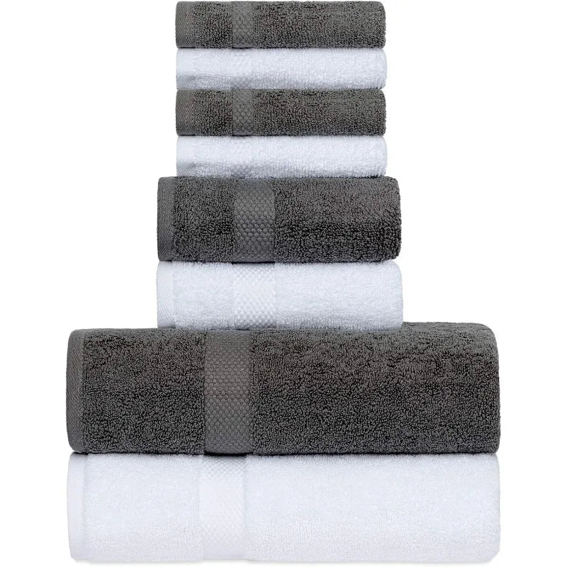 Luxury White Bath Towel Set of 8 Pieces