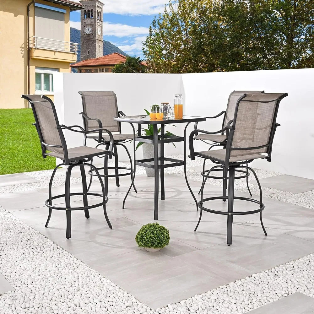 5 Piece Patio Dining Set Swivel Chairs