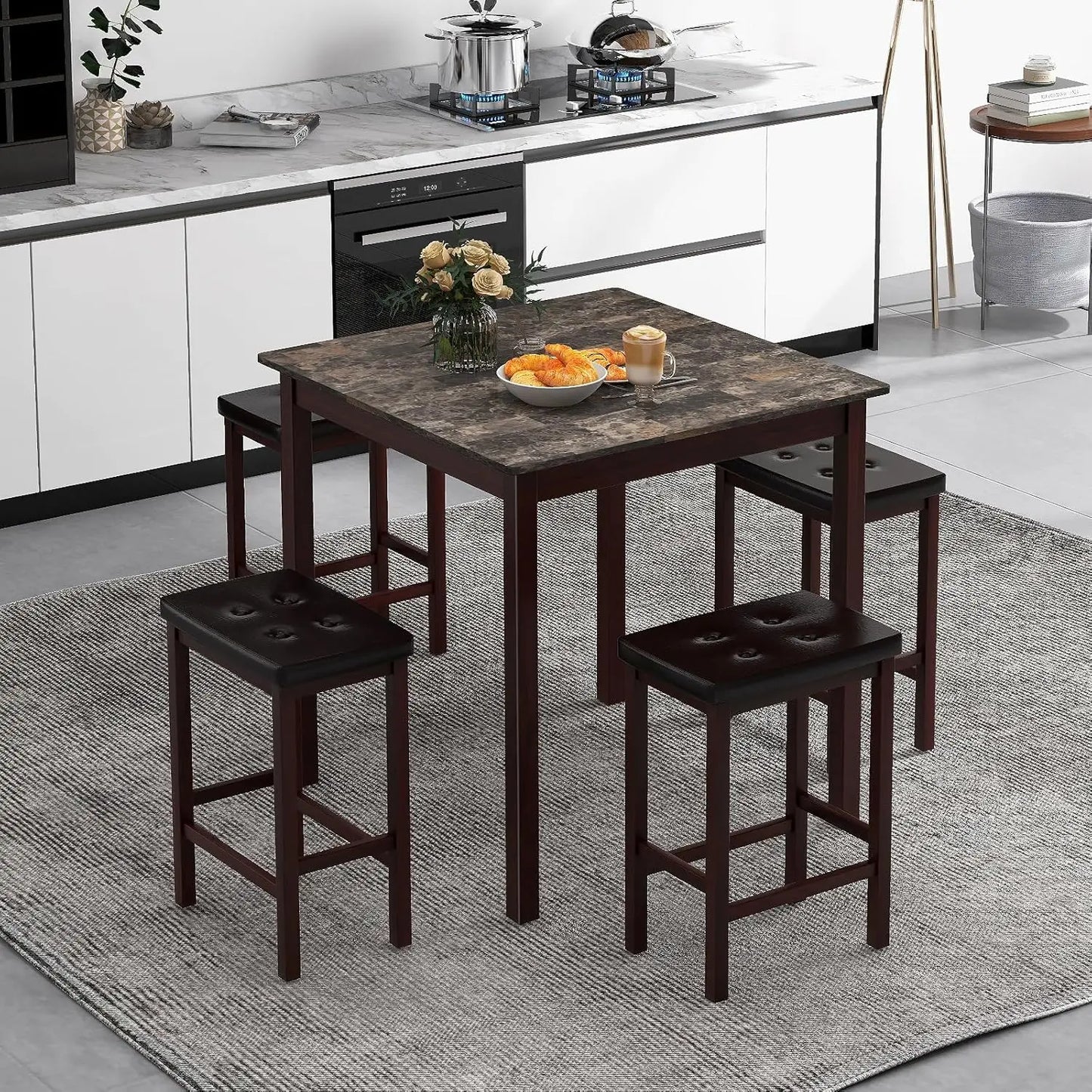 5-Piece Counter-Height Bar Table Set, with 4 chairs