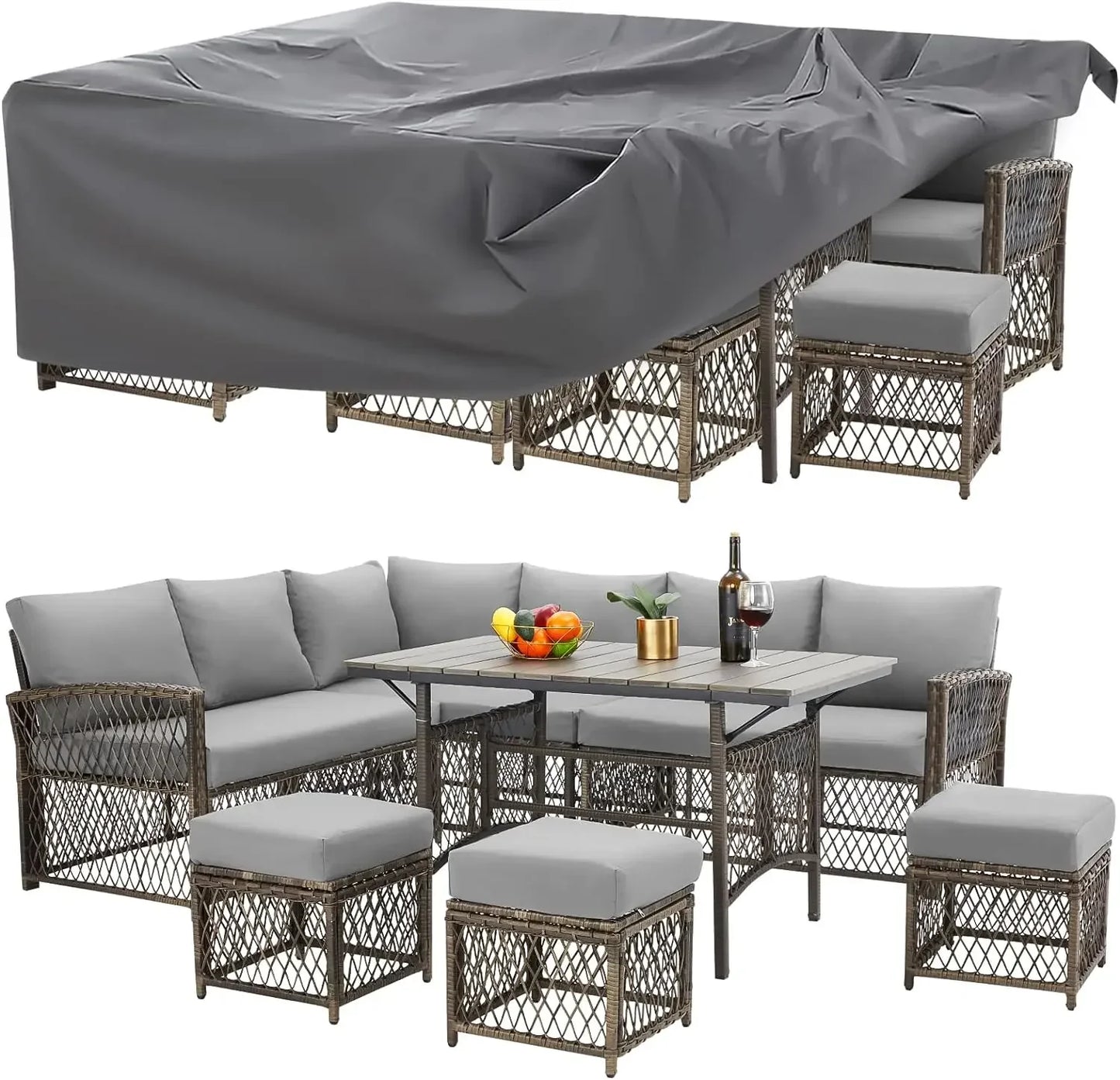 7 Pieces Patio Furniture Set, Outdoor Sectional Sofa