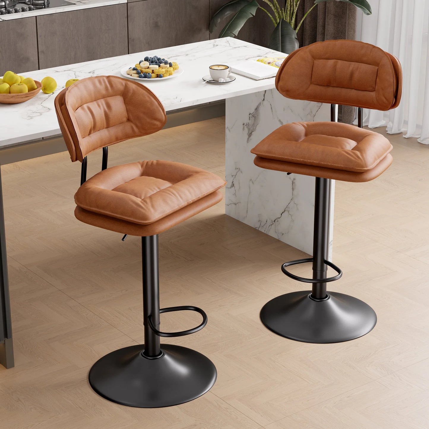 2Pcs Rotating Dining Chair Modern Bar Stools