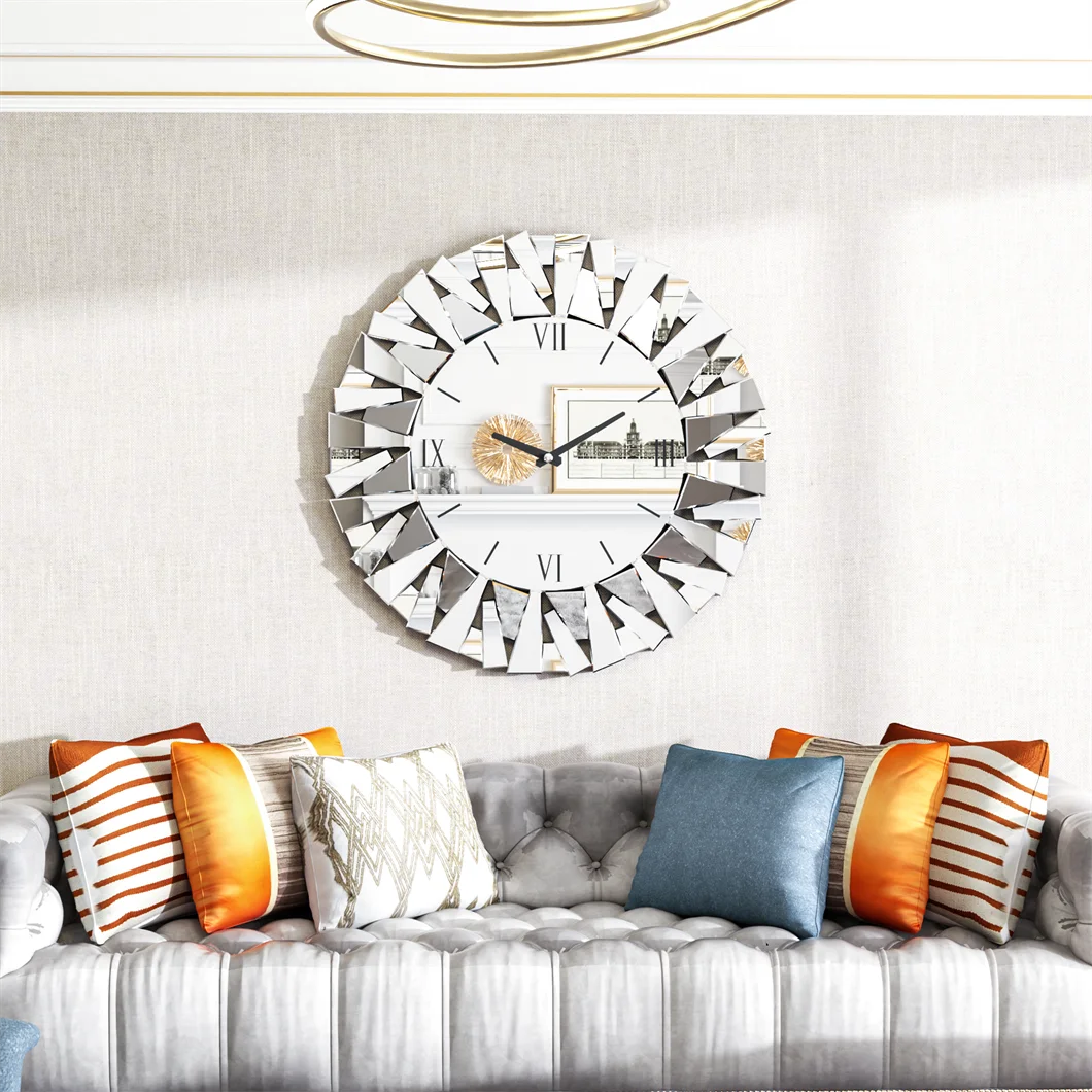Large Wall Clock 3D Mirrored Clocks