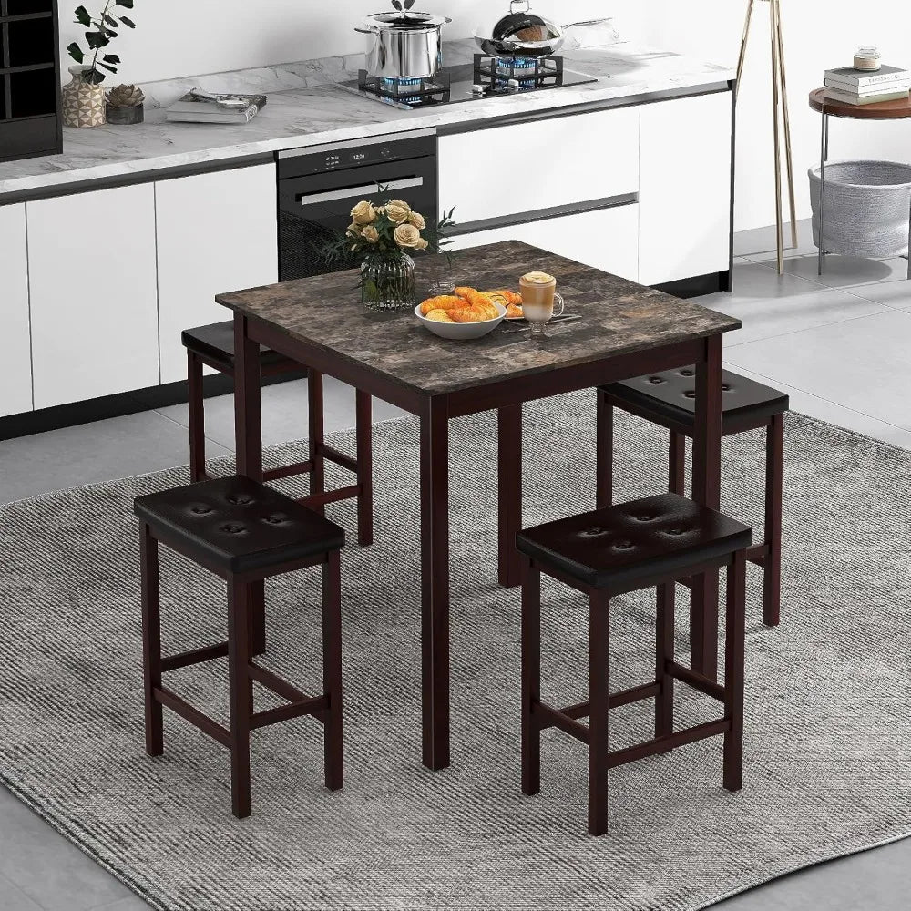 5-Piece Counter-Height Bar Table Set, with 4 chairs