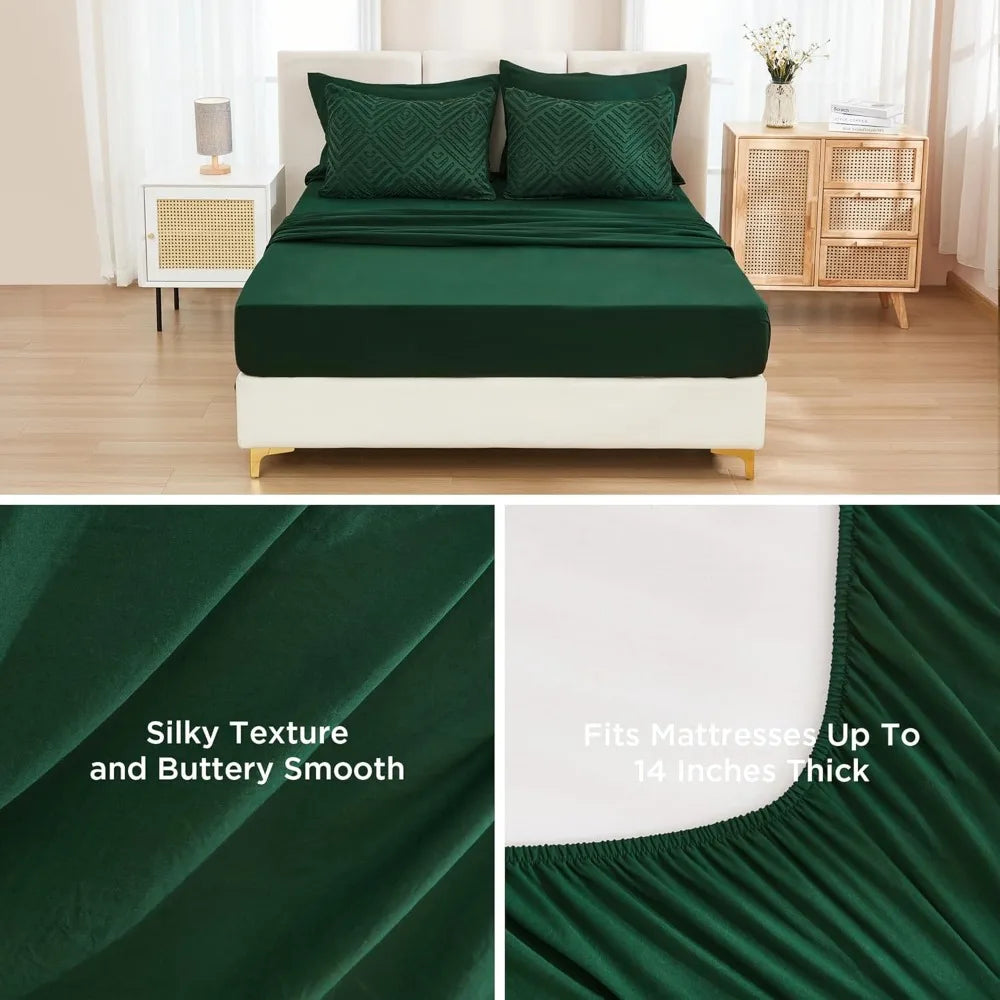 Comforter Set 7 Piece Dark Emerald Green -